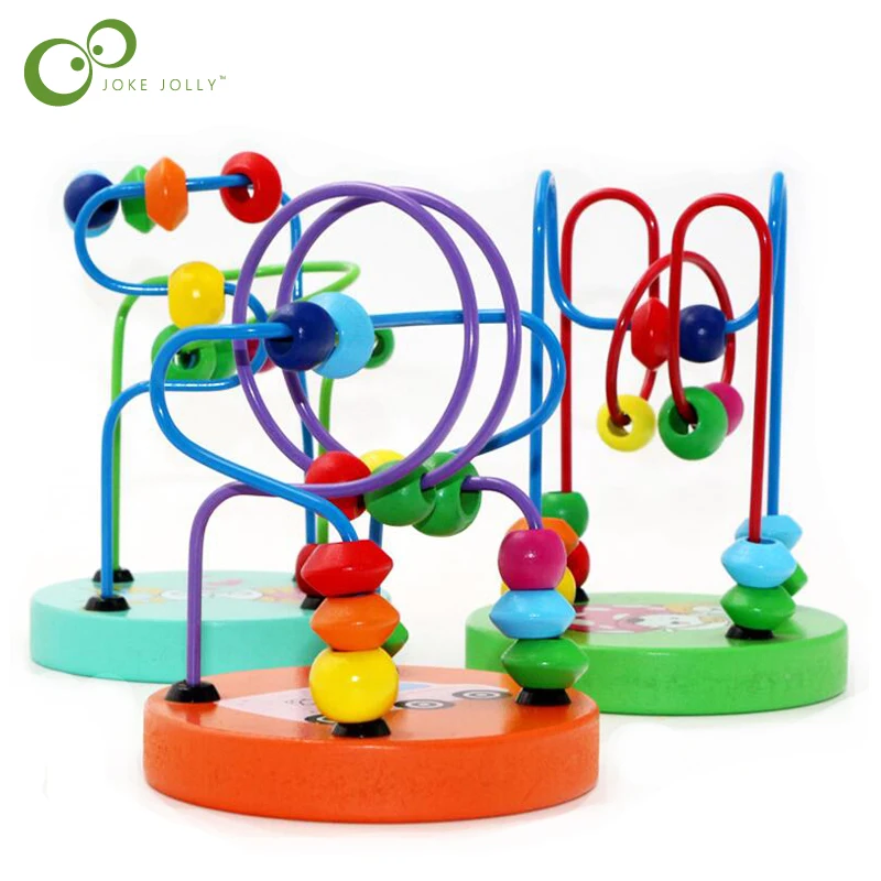 

Boys Girls Montessori Wooden Toys Wooden Circles Bead Wire Maze Roller Coaster Educational Wood Puzzles Kid Toy GYH