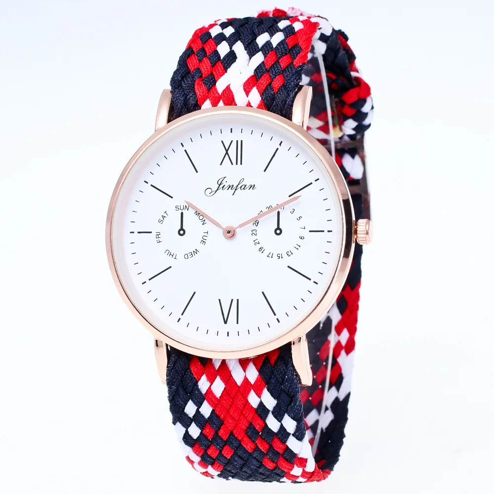

fashion women's watches design nylon woven men and women neutral watch Student Clockwise display dial Leisure quartz watch