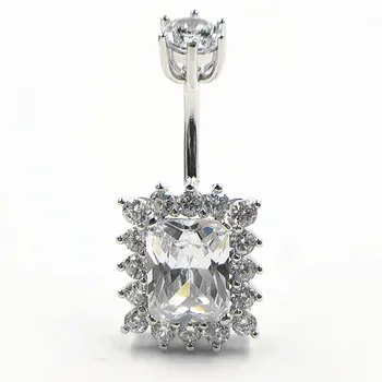 

new 925 sterling silver Belly Rings square CZ Navel Rings Belly button Piercing Body jewelry