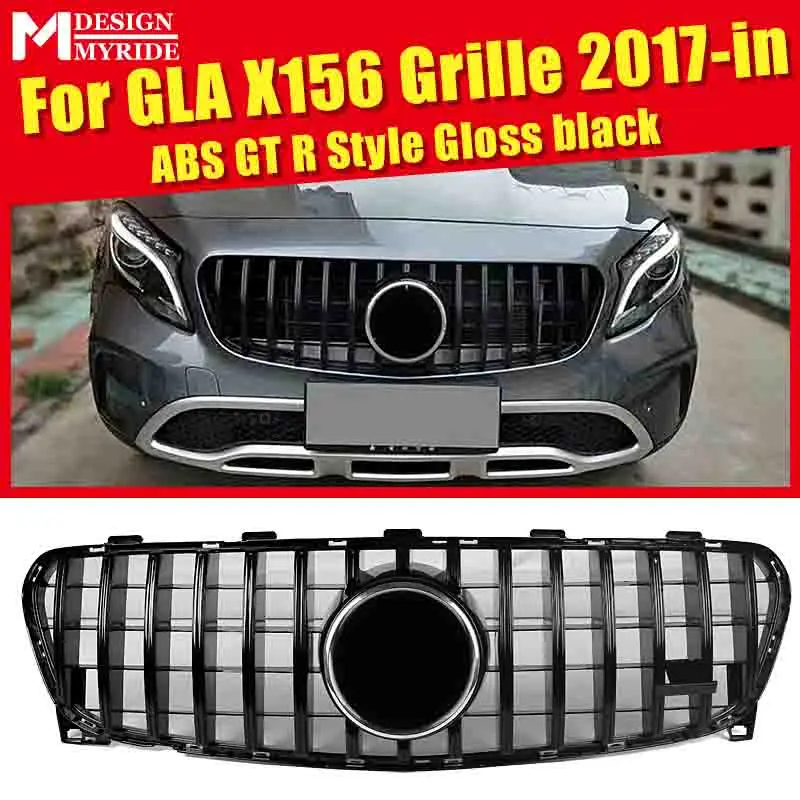 

For MercedesMB GLA X156 Sport grille grill GTS style ABS Black GLA180 200 250 GLA45 Look Front Bumper Grills Without Sign 17-in