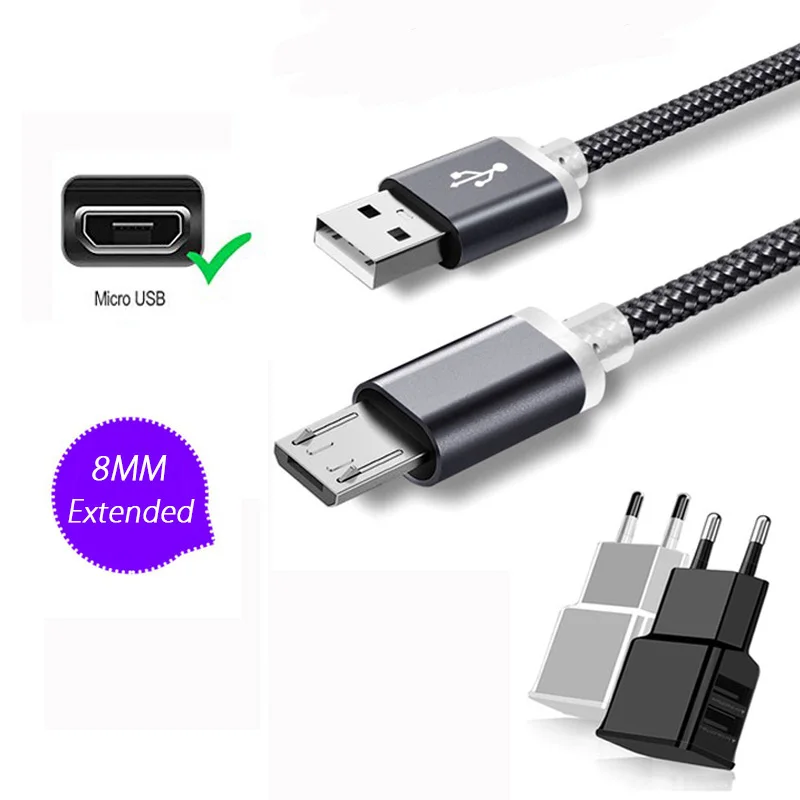 10 мм длинный кабель Micro USB Зарядка через провод шнур телефонный для зарядного