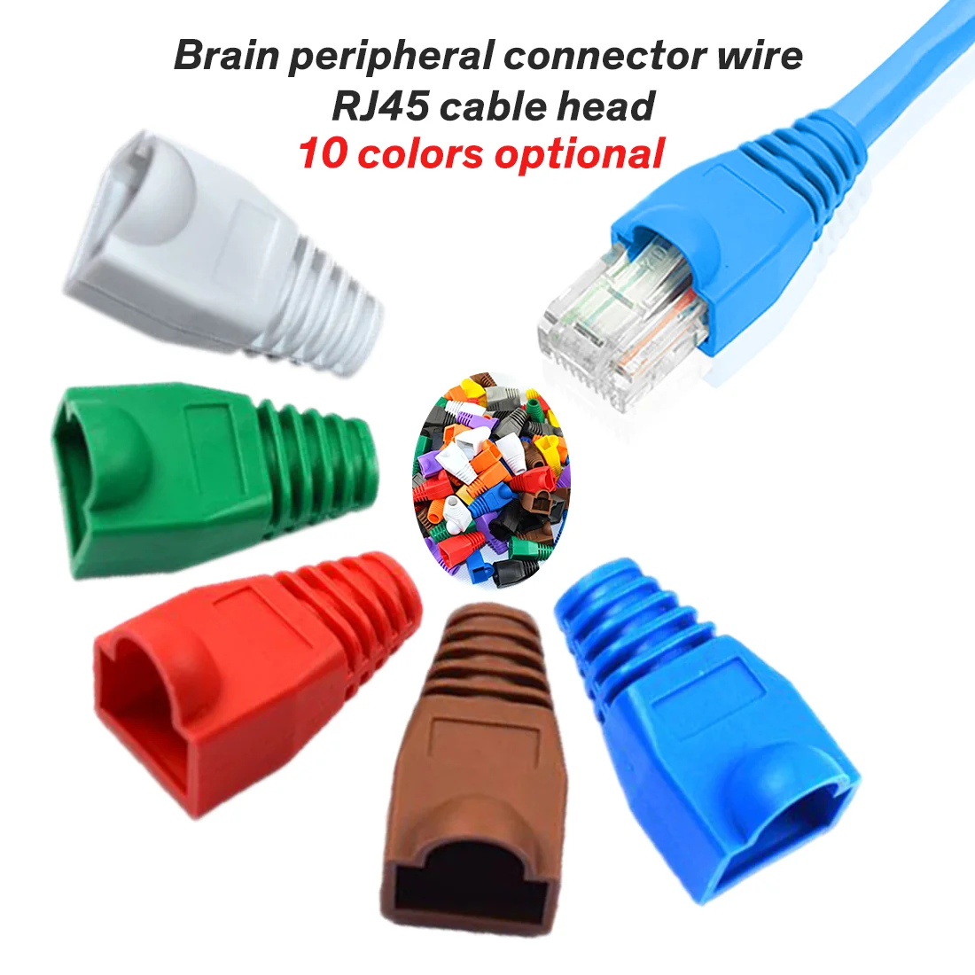 

20pcs Colorful RJ-45 Adapter Cap 0.6mm for Ethernet Network Cable Connector Plugs RJ45 Cat5 CAT6 Cover Cap Socket Boots Cap Head
