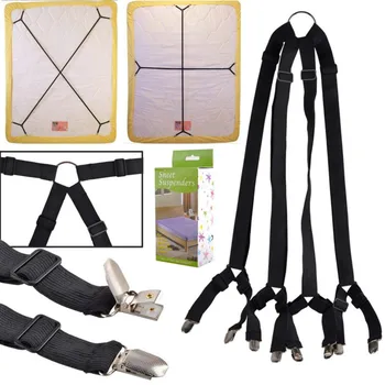 

Bed Sheet Suspenders Adjustable Crisscross Fitted Sheet Bed Straps Corner Holder Grippers Bands Fasteners Mattress Pad Cover