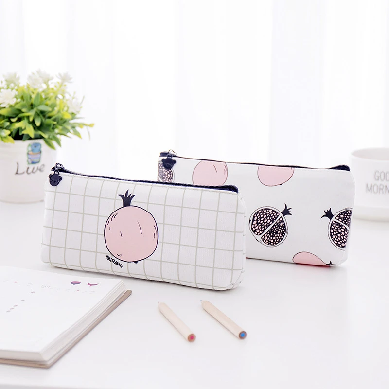 

DL South Korea stationery creative love simple canvas leather bag of junior middle school students and the large capacity pencil