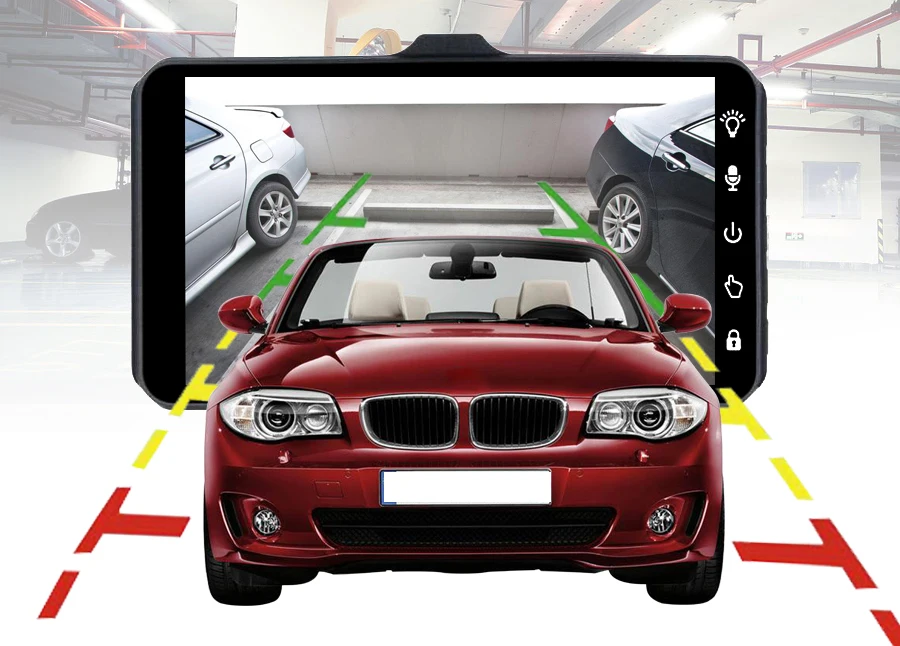 Автомобильный видеорегистратор E-ACE B23, 4 дюйма, сенсорный экран, Full HD, 1080 P, видео, g-сенсор, ночное видение, двойной объектив, камера заднего вида, видеорегистратор