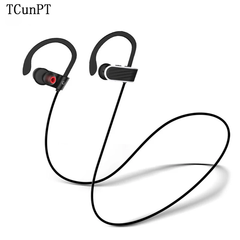 

TCunPT New ES7 Sport Running Bluetooth Earphone Earhook Noise Cancelling IPX4 Waterproof Wireless Headphone Ear Hook with Mic