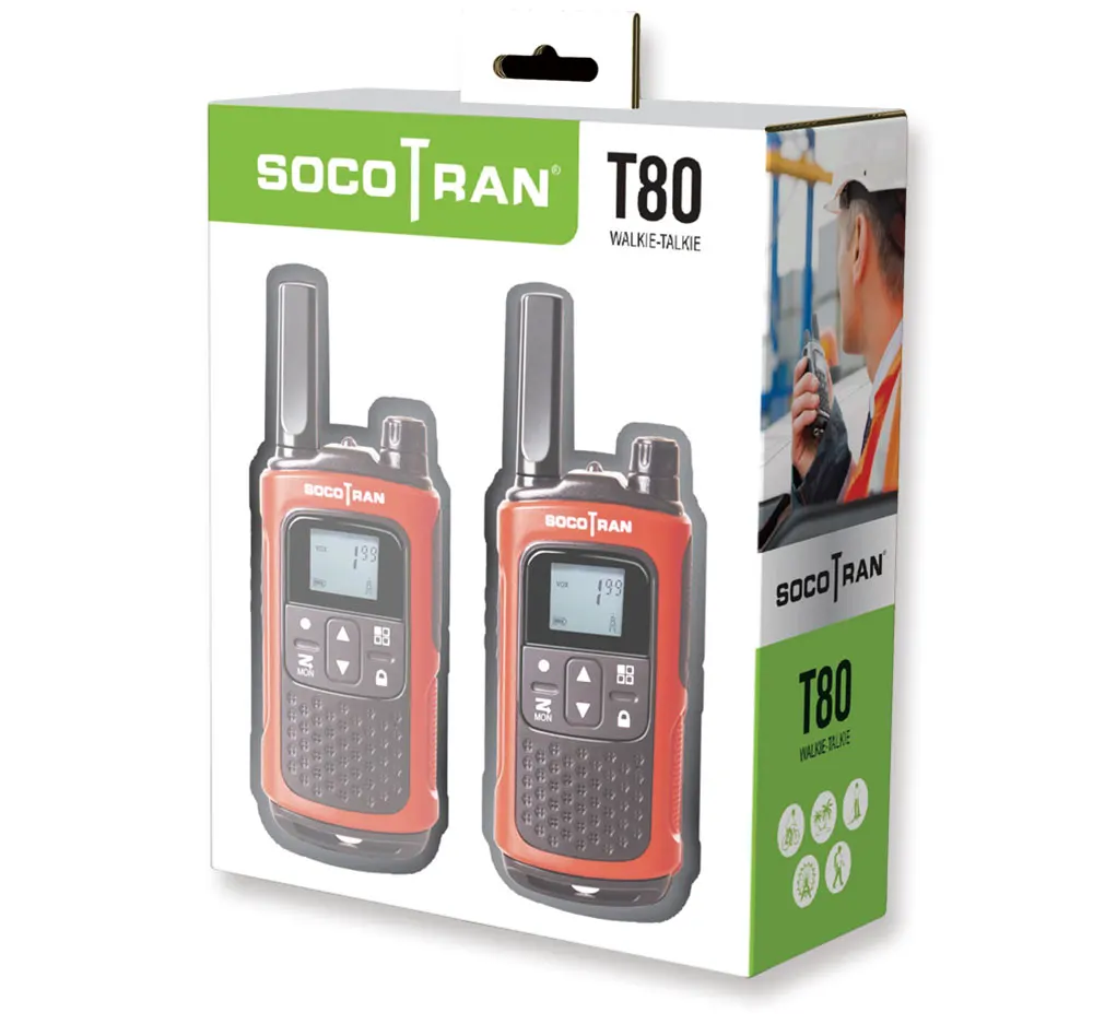 1 пара беслицензионных Walkie Talkies FRS/GMRS Long Range ham радио аккумуляторная батарея Socotran T80 0,5 W 22CH VOX ЖК-фонарик