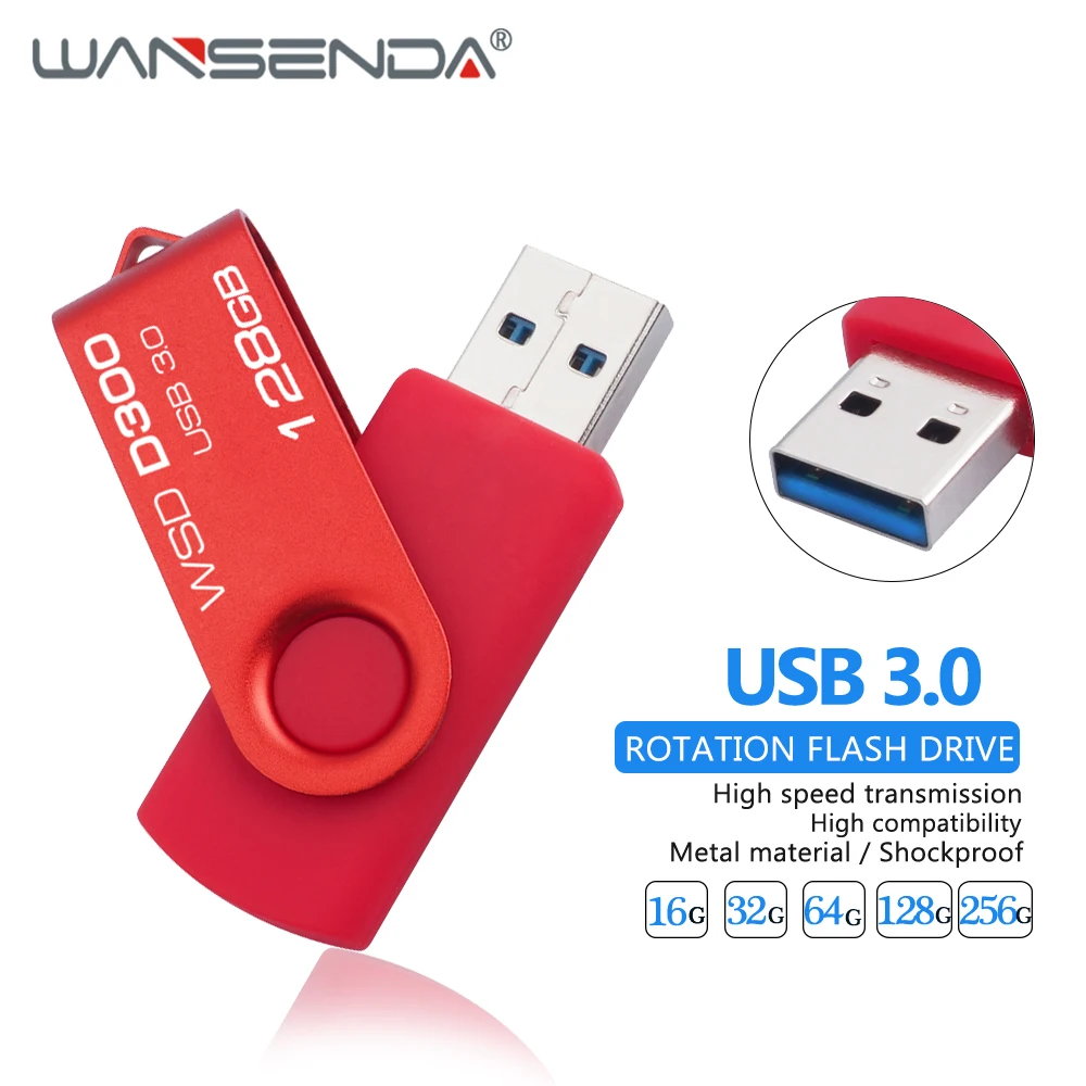 WANSENDA флеш-накопитель USB 3 0 256 ГБ 128 Гб 64 32 оперативной памяти 16 встроенной высокая