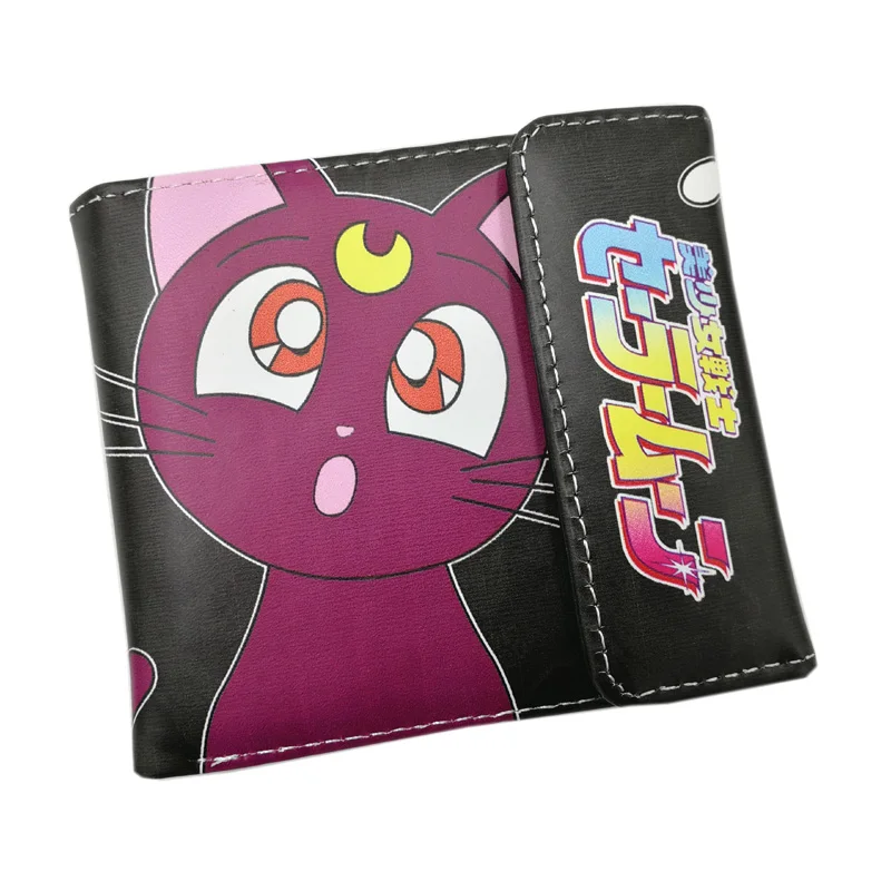 

Japanese Anime Sailor Moon PU Short Wallet/Luna & Minako Aino's Artemis Button Purse