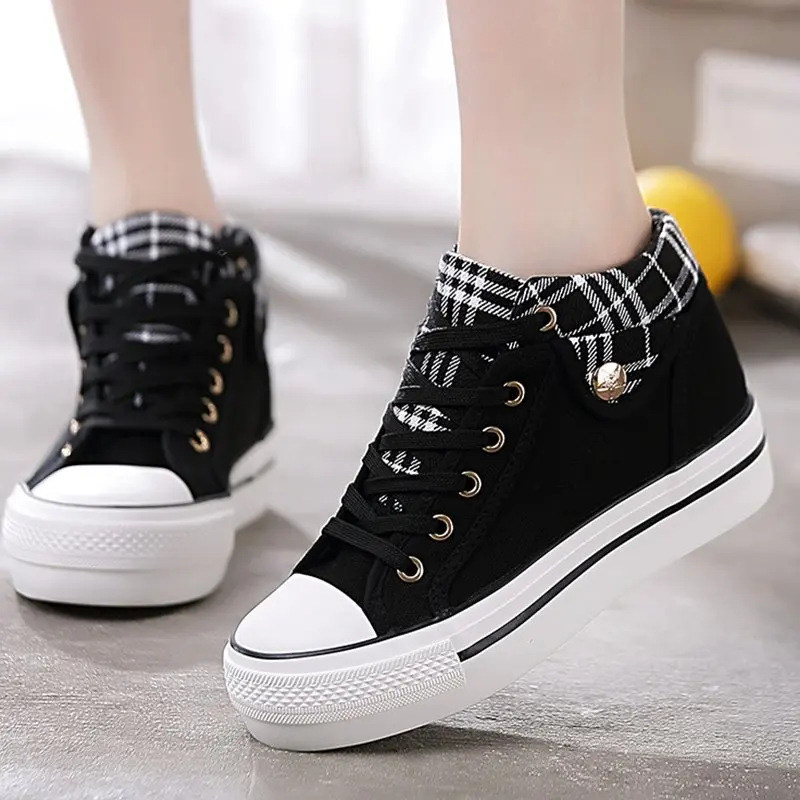 Womens Latest Canvas Low Top Sneaker Girl Fashion Lace Up Canvas Shoes