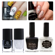 BORN PRETTY 2 Бутылки 6 мл 15 мл Черный Белый штамповочный лак для ногтей пластина для печати лака