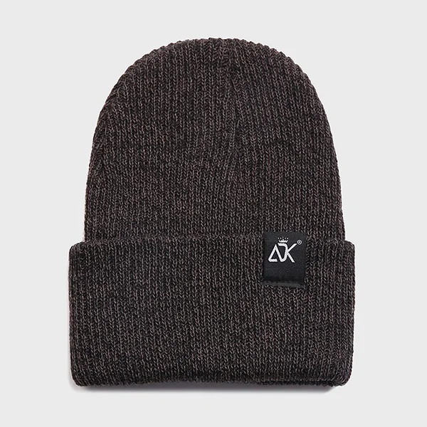 Letter ADK Knitted Hat Women Winter Warm Casual Acrylic Hat Crochet Ski Beanie Hat Female Men Soft Baggy Crimping Hip Hop Cap - Color: Coffee