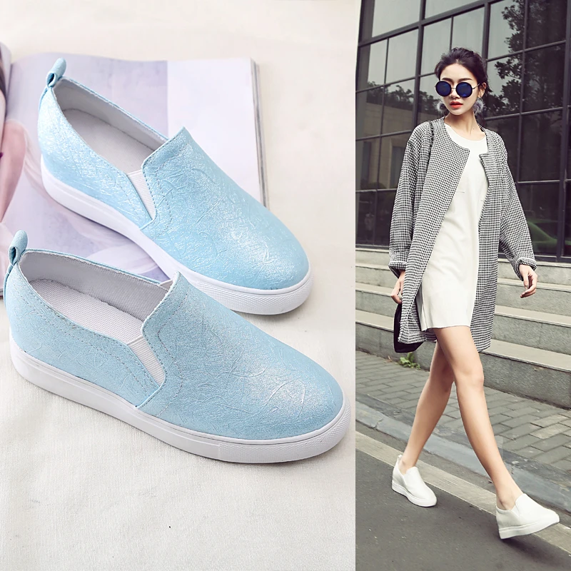 

Spring/Autumn Casual Comfortable Woman Flats Shoes New Womens Flat Height Increasd Shoes Round Toe Concise Women Printed Shoes