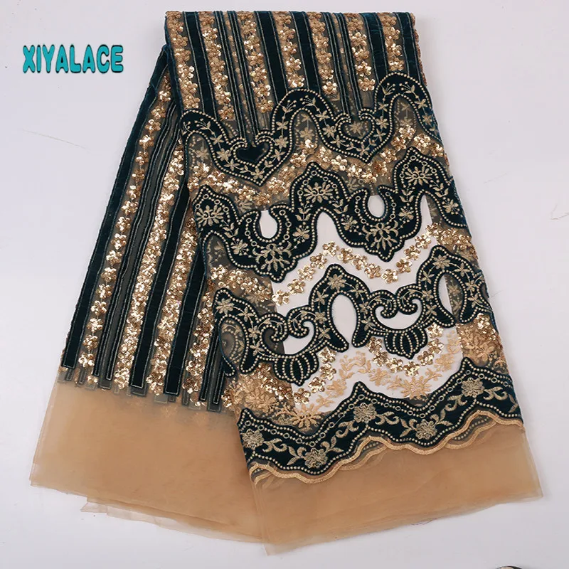 Африканская кружевная ткань высокого качества нигерийские кружевные ткани органза блестки расшитый французский фатин кружевная ткань YA2706B-1