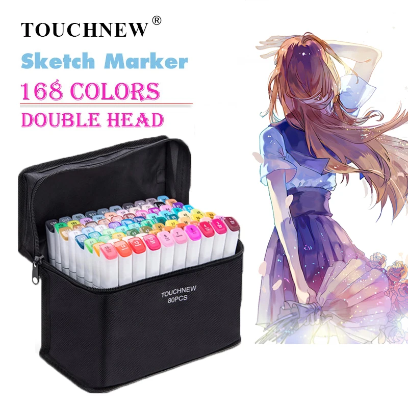 

TOUCHNEW T7 12/24/30/40/60/80/168 Colors Art Markers Artist Sketch Drawing Manga Markers Alcohol Based Art Supplies Marker
