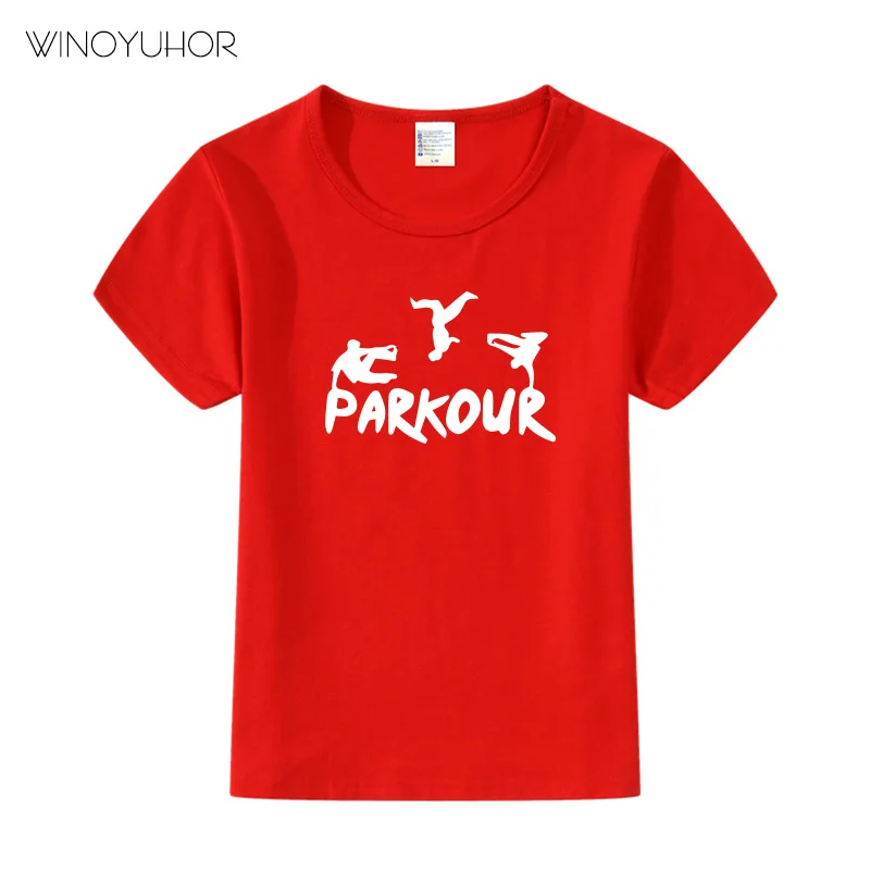 Детская крутая футболка с принтом «Parkour Born To Jump» детские летние топы с короткими рукавами, Повседневная футболка для мальчиков и девочек