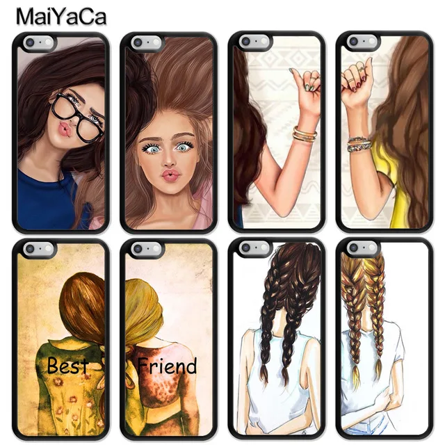 MaiYaCa девушки блондинка лучшие друзья BFF для iPhone 4S 5S 6S Plus X XR XS MAX черный мягкий чехол