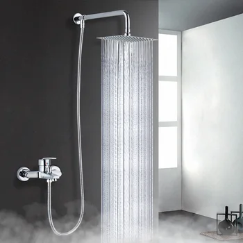 

6'' 8''Inch Round Square Ultra Slim Large Rainfall Shower Head Stainless Steel Panel Big Water Current Bathroom Top Spray Shower