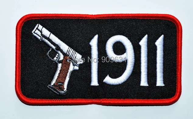 

1911 PISTOL PATCH iron-on embroidered GUN EMBLEM 2nd AMENDMENT SEMI-AUTOMATIC