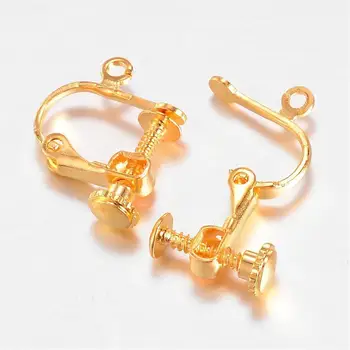 

Brass Screw Clip Earring Converter, Golden, 13.5x16.5x4mm, Hole: 1mm