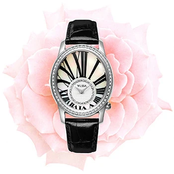 

Vintage Elegant Women Oval Case Crystals Dress Watches Quartz Roman Scale Business Wrist watch Real Leather Relojes Brand NW4677