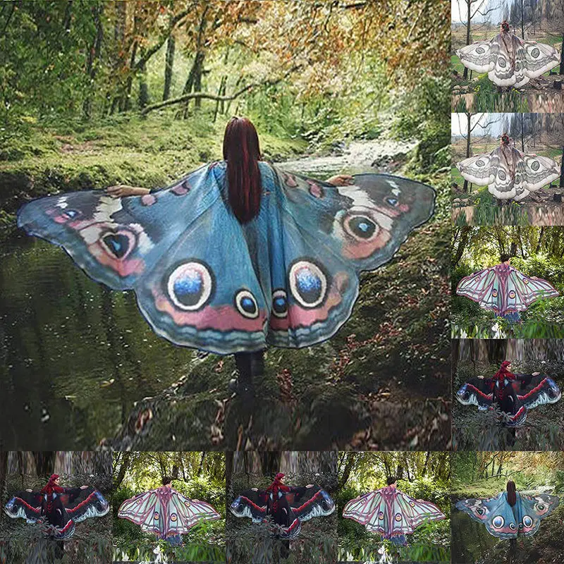 

Design Women's Ladies Nymph Costume Butterfly wings shawl Long Butterfly Wing Cape Soft Scarf Scarves Wrap Shawl