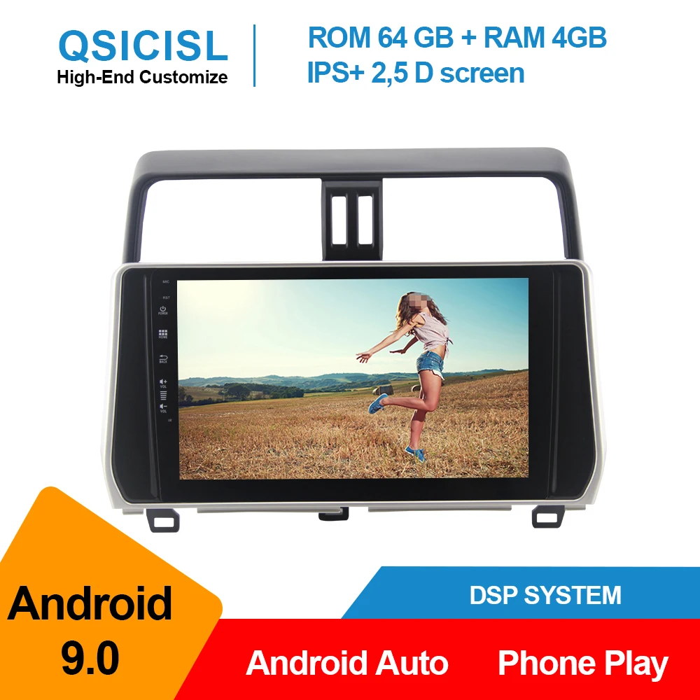 

Android 9.0 4+64G car radio multimedia player for Toyota 2018 Prado IPS 10.1" 1 din dvd gps navigation stereo bluetooth swc dsp