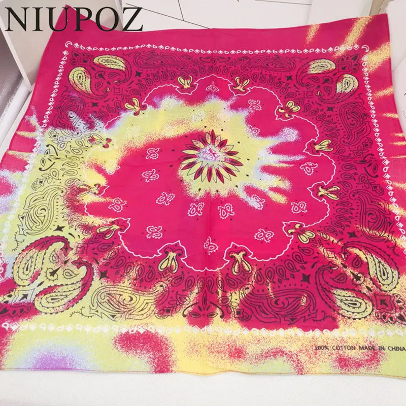 New Fashion Hip Hop 100% Cotton Bandana Square Scarf 55cm*55cm Black Red Paisley Headband Printed For Women/Men/Boys/Girls - Image 2