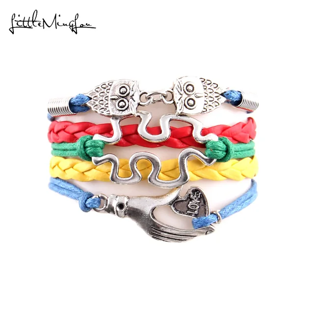 Little Minglou Hope Autism Awareness Bracelet Owl Jigsaw Puzzle Little Minglou Hope Autism Awareness Bracelet Owl Jigsaw Puzzle Piece Love Hand Charm Men Bracelets