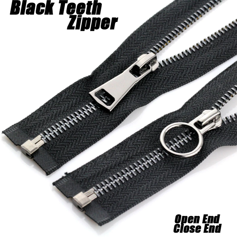 

5# 15/20/40/50/60/70/80/90/100/120/150cm metal zipper plating gun metal black open close-end zipper zippers pull