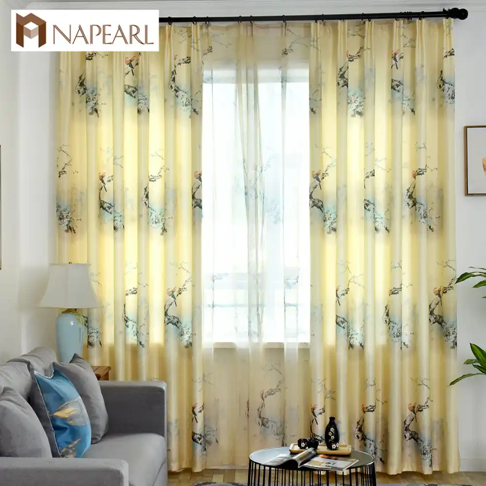 Napearl Rustic Birds Pattern Curtains Semi Shade Drapes All Match