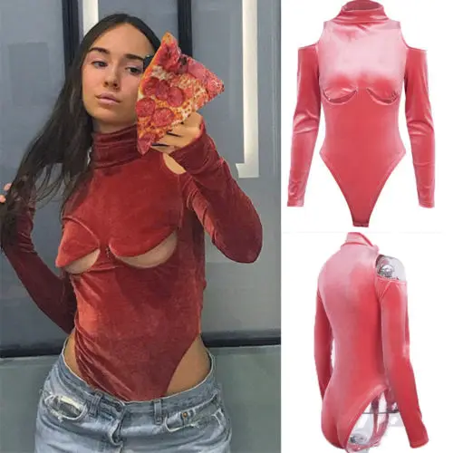 

Women Sexy Ladies Long Sleeve Turtle Neck Bodycon Bodysuit Jumpsuit Slim Romper Tops