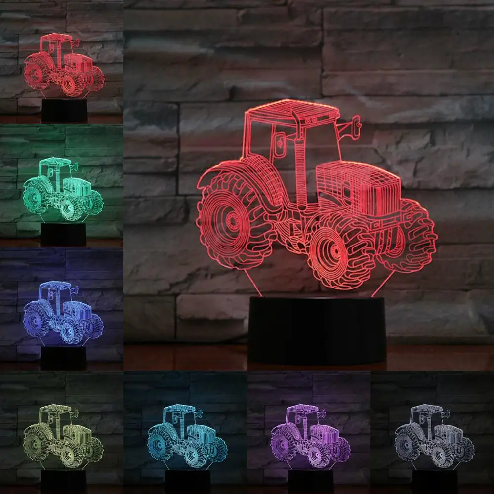 Tractors 3d Lamp Night Light Led Bulb Multicolor Flash Fade Holiday