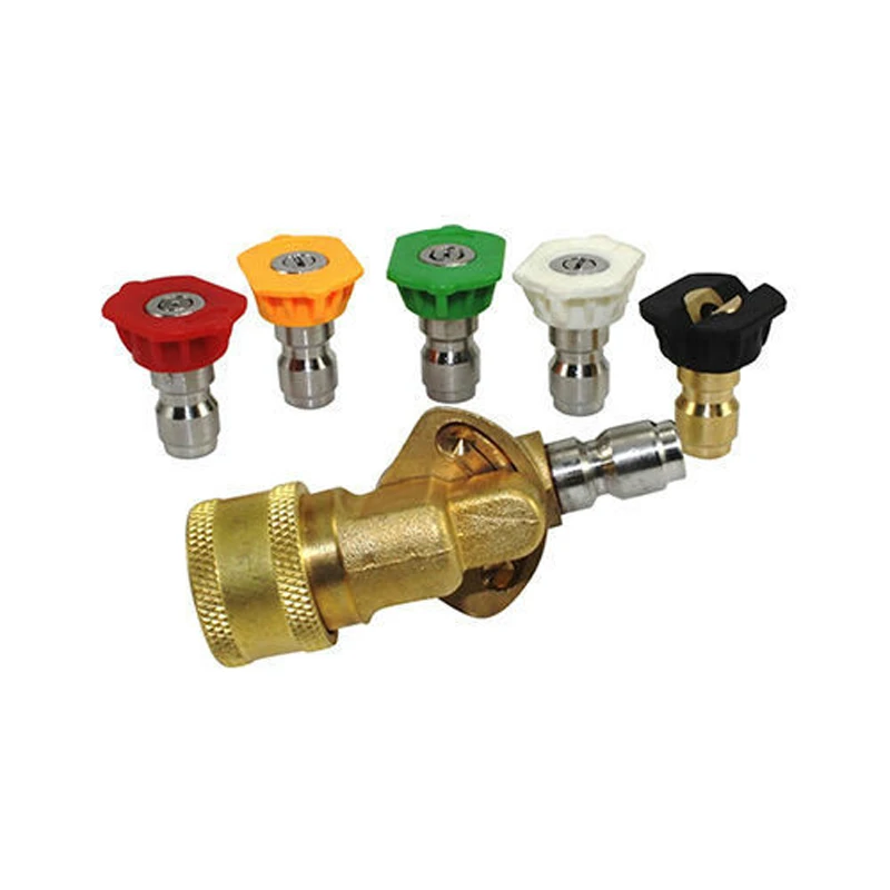Pressure Washer Kit 5 Nozzle Tips 1 pcs Quick Connect Pivoting Coupler