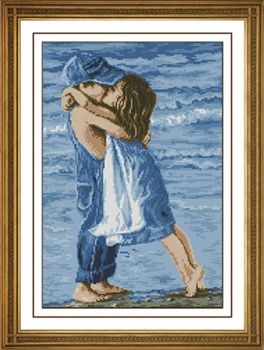 

Fishxx Cross Stitch,T980portrait[lover]the beach filled with embroidered the couple,accurate pattern,11CT,Need to embroidery