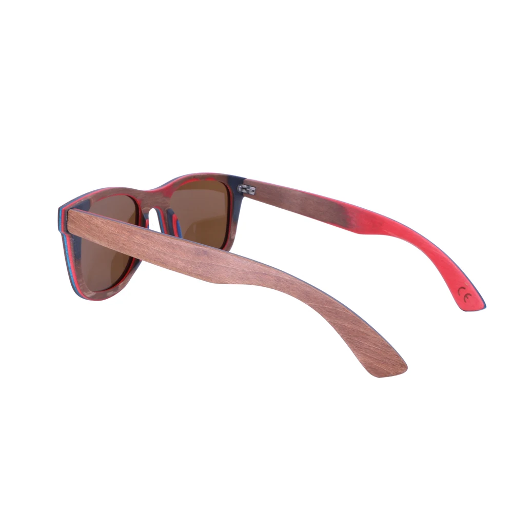 BerWer очки для скейтбординга в деревянной оправе коричневая оправа с покрытием зеркальные бамбуковые солнцезащитные очки UV 400 защитные линзы