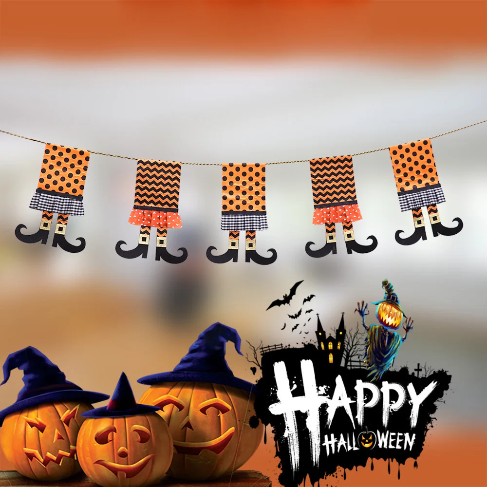 

Halloween Decorations Witches Ghost Feet Non-spinning Banner Bar School Haunted House Scene Layout Halloween Decorations Props