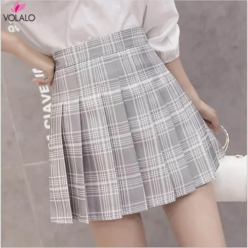 

VOLALO 2019 Fashion Women Casual Colour Striped Mini Skirts Spring Autumn Style Ladies Loose A-Line Skirt
