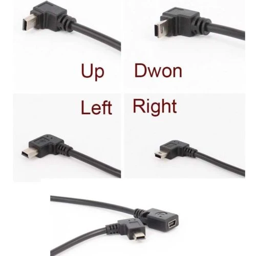 Left Angle Direction 90 Degree 5Pin Mini USB B Male to Female M/F Adapter Connector Jack Computer Cables 1pair Right Cable Length: Connector 
