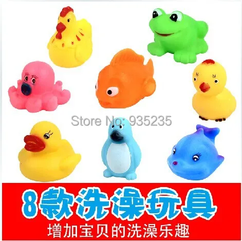Free shipping 8pcs/set High Quality baby water swimming toys squeeze-sounding dabbling spray toy bath | Игрушки и хобби