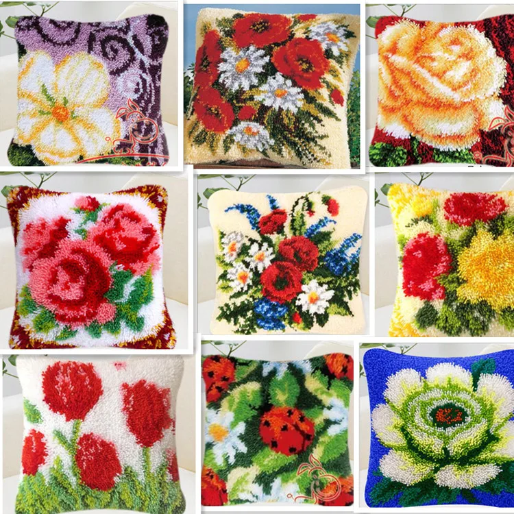 Latch Hook DIY Needlework Unfinished Crocheting Cushion Mat Embroidery Carpet Rug Home Decor
