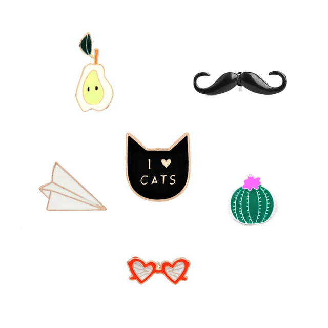 Us 084 43 Offbirne Herz Shaped Sonnenbrillen Eis Ich Liebe Katze Pin Kaktus Schnurrbart Origami Flugzeug Emaille Nette Pins Für Kind Tasche Hut