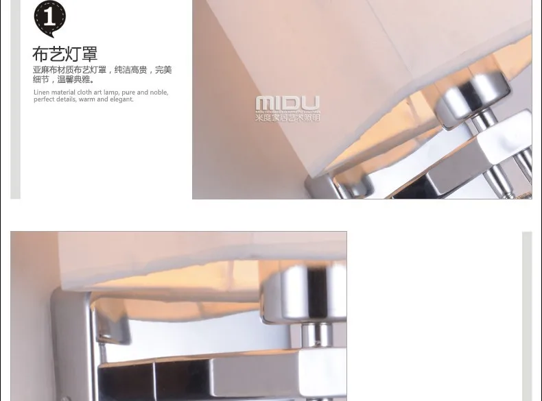 Modern brief bedside wall lamps 1w led reading light lamp ikea wall bed hose rocker arm Reading wall lighting fabric lampshade