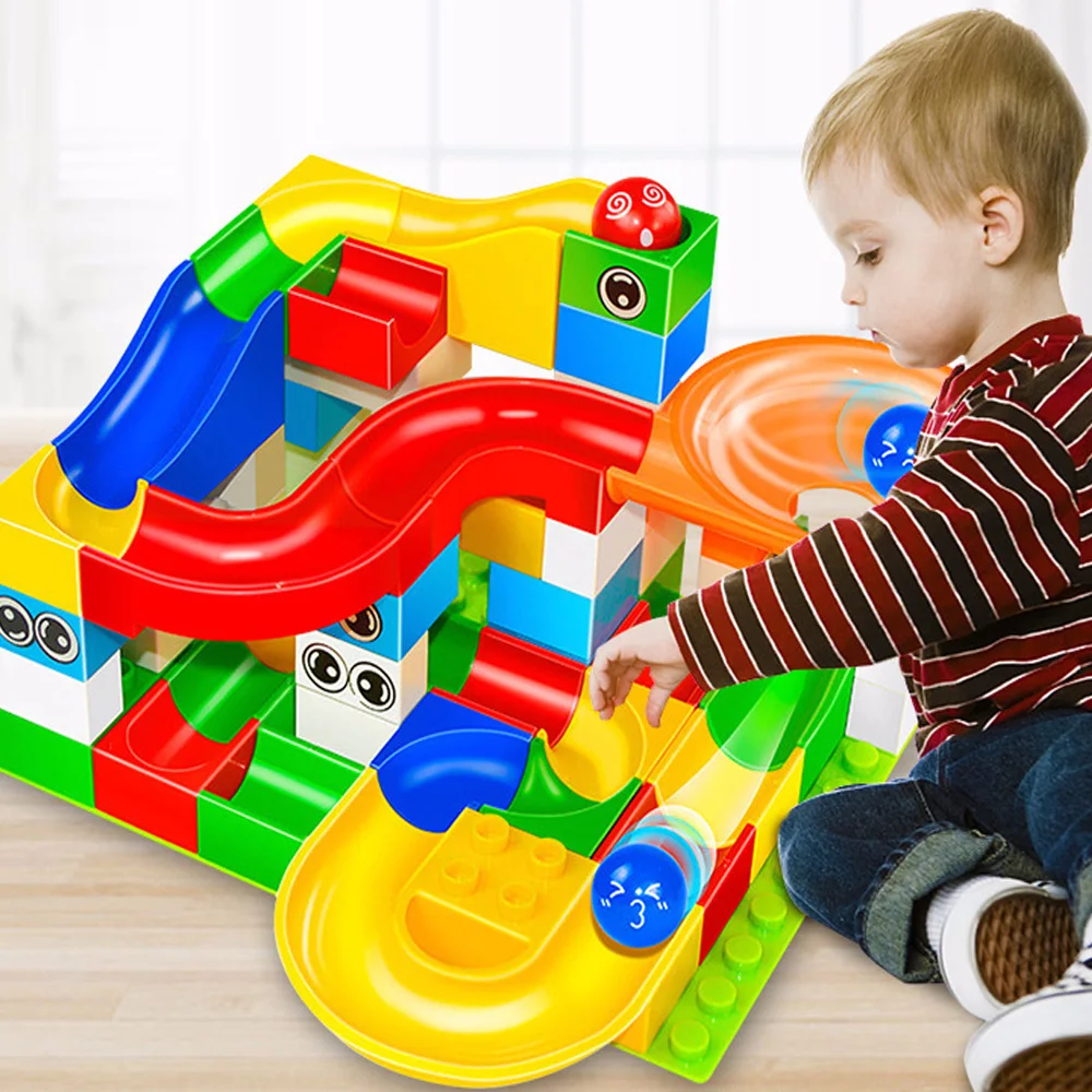 

52~208pcs Marble Race Run Maze Balls Rolling Building Blocks DIY Building Blocks Track Building Bricks 3D Construction Blocks