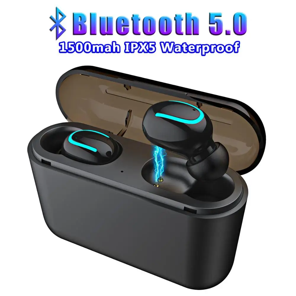 

Bluetooth 5.0 Mini Wireless Earphones Earbuds HBQ Earphone Handsfree Sport Earbuds Gaming Headset with Charging box for Phone