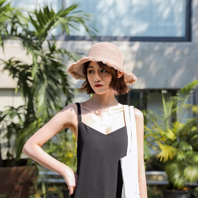 Новая мода пляжная шляпа от солнца Sunhat Новый 2019 однотонные кисточки летняя соломенная шляпа Корейский Для женщин версии прилив