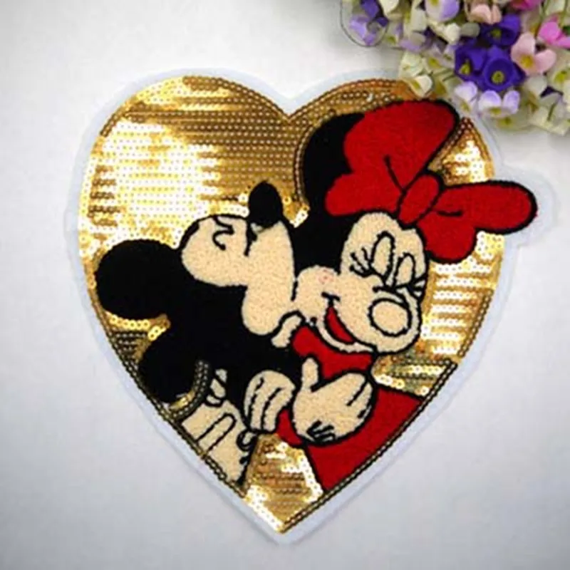 

Love mickey Embroidered iron on patches for clothes sequins deal with it clothing DIY Motif Clothes spare parts