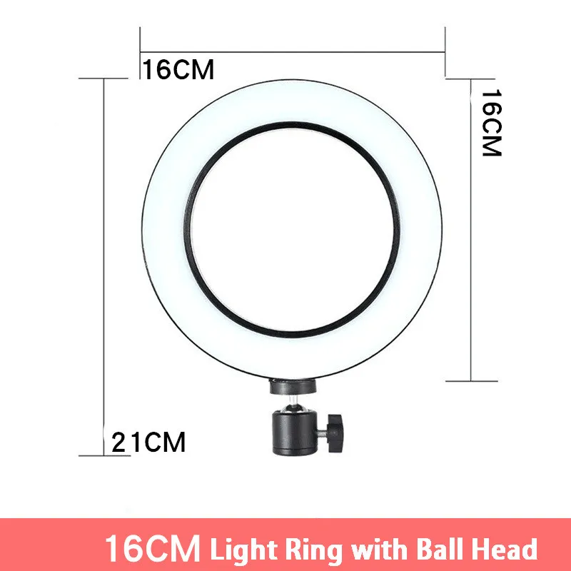 Фон для фотосъемки светодиодный селфи кольцо светильник 16/26 см три скорости бесступенчатое светильник ing с регулируемой яркостью с головка опоры для макияжа мобильного телефона в реальном времени Studio - Цвет: Белый