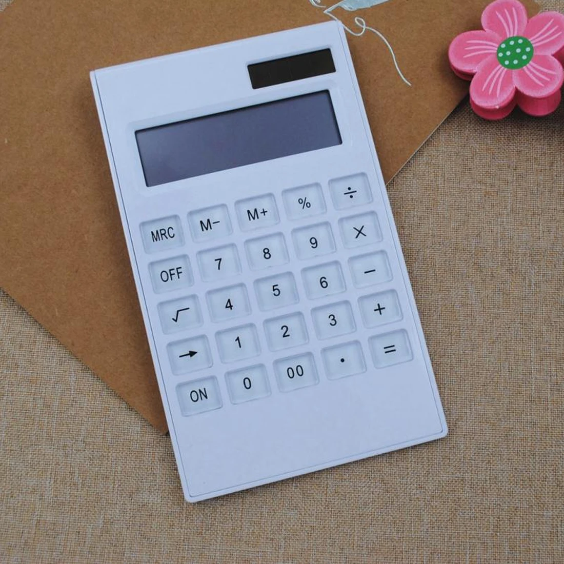 NOYOKERE أعلى جودة الإبداعية ضئيلة المحمولة البسيطة 12 الرقمية حاسبة الشمسية الطاقة كريستال لوحة المفاتيح المزدوج إمدادات الطاقة