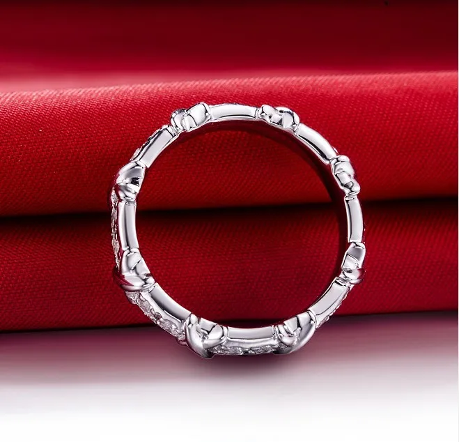 1:1 Custom Brand Genuine Jewelry Vintage 16PCS Diamond Ring Wedding PT950 Band